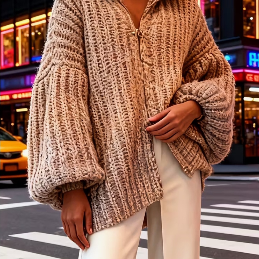 Cozy Brown Knit Sweater - Picture 3 of 11
